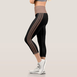 Thin Stripe Black und Mocha Yoga Pants Leggings