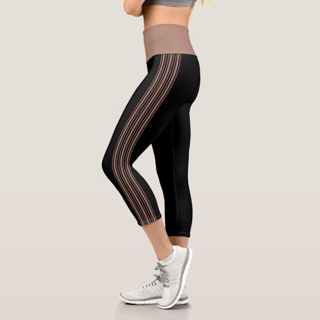 Thin Stripe Black und Mocha Yoga Pants Leggings (Links)