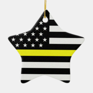 Thin Yellow Line-Flag Keramik Ornament