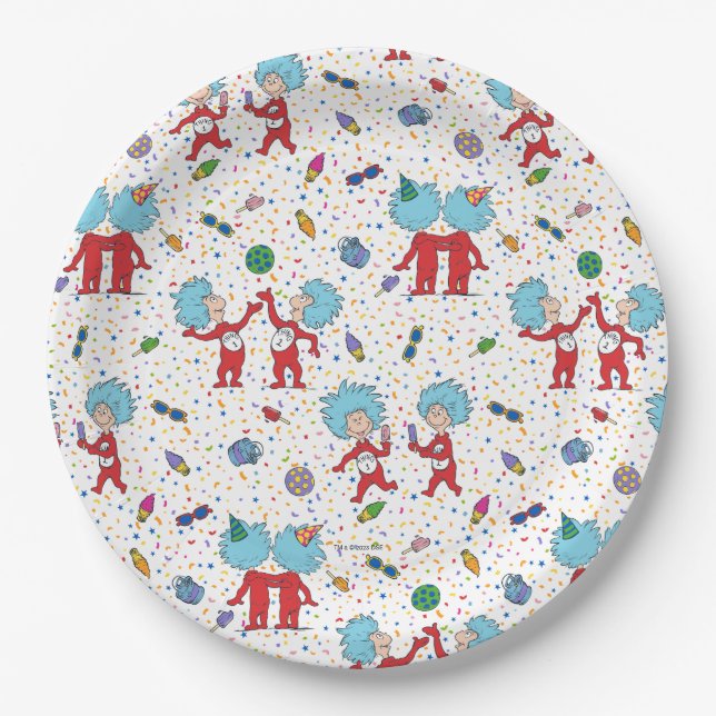 Thing Eins Thing Zwei Feier-Muster Pappteller (Vorderseite)