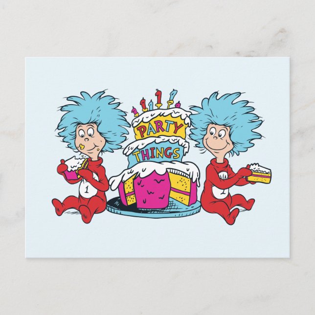 Thing Eins Thing Zwei Party Dinge Postkarte (Vorderseite)
