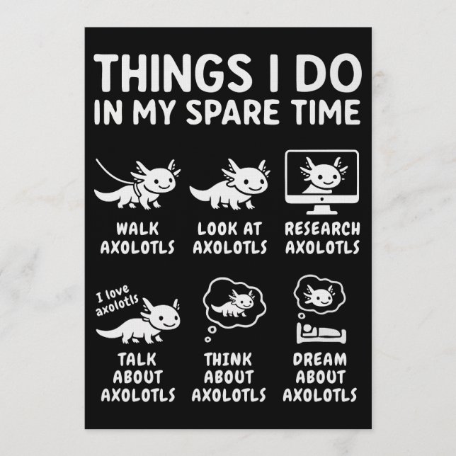 Things I Do In My Spare Time Axolotl Hobby Einladung (Vorderseite)