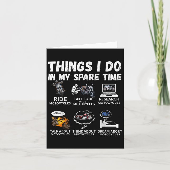 Things I Do In My Spare Time Biker Motorcycle Ride Karte (Vorderseite)