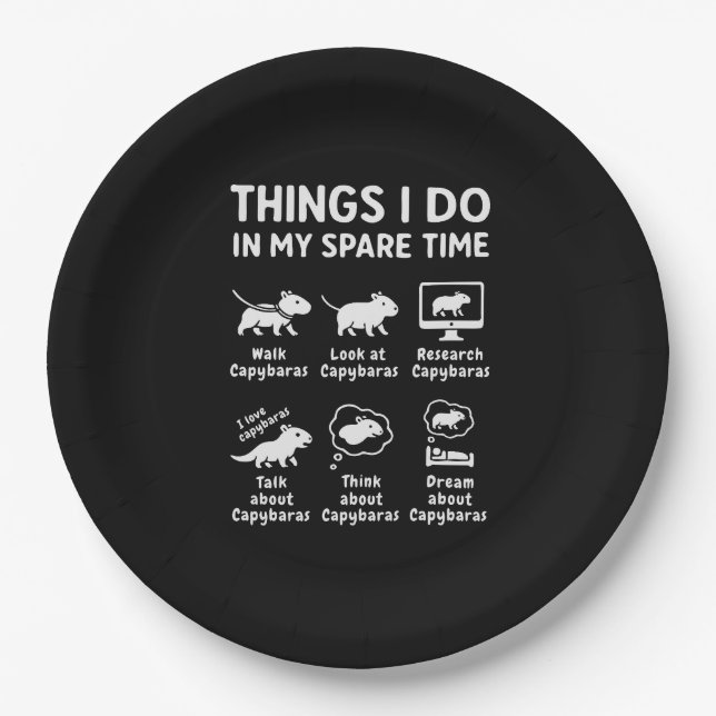 Things I Do In My Spare Time Capybara Funny Pappteller (Vorderseite)