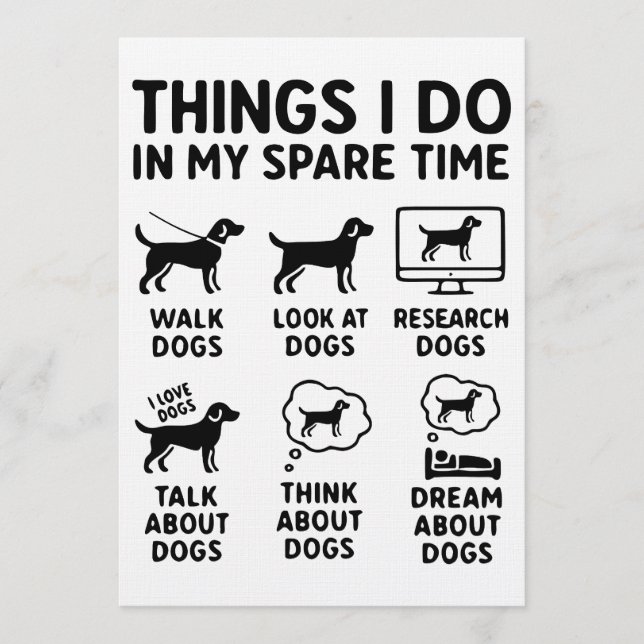 Things I Do In My Spare Time Dogs Funny Einladung (Vorderseite)