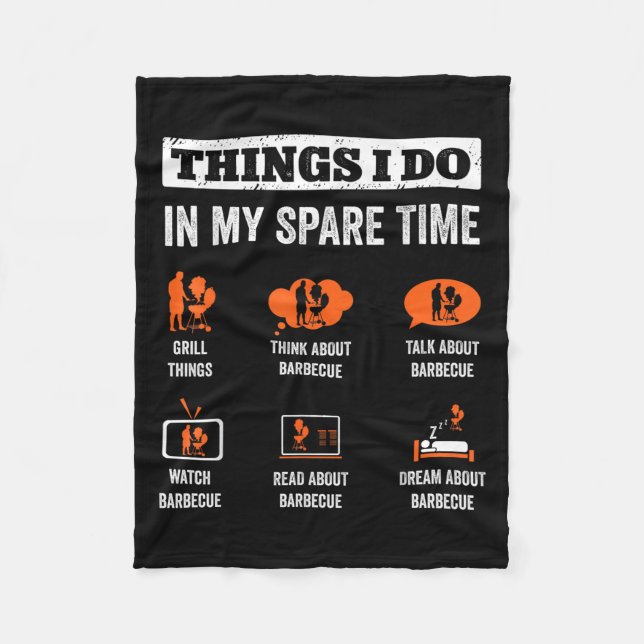 Things I Do In My Spare Time Funny Barbeque Grill  Fleecedecke (Vorderseite)
