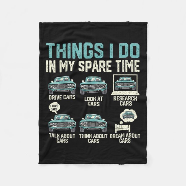 Things I Do In My Spare Time - Funny Car Lover  Fleecedecke (Vorderseite)
