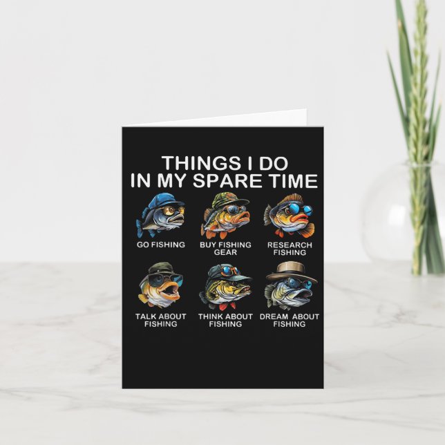 Things I Do In My Spare Time Funny Fishing  Karte (Vorderseite)