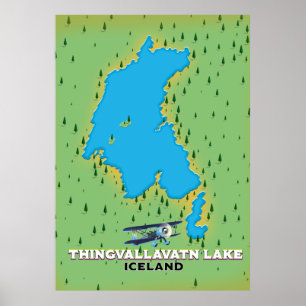 Thingvallavatsee Island Reiseplan Poster