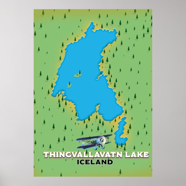 Thingvallavatsee Island Reiseplan Poster (Vorne)