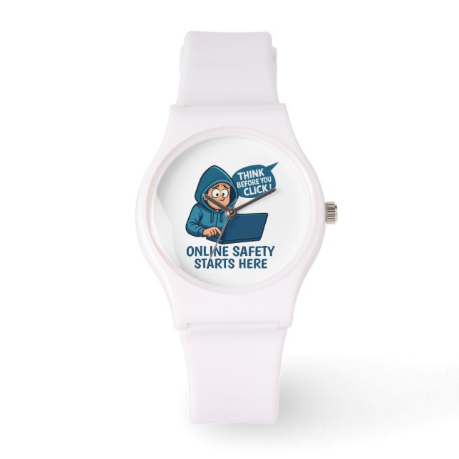 Think Before You Click - Online Safety Awareness Armbanduhr (Vorderseite)