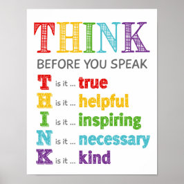Think Before You Speak Classroom Anti Bully Poster