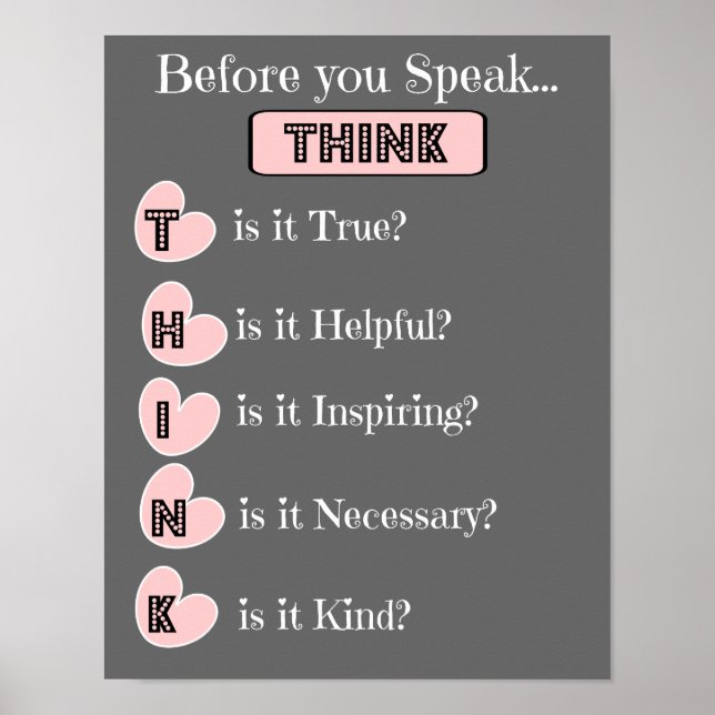 THINK before you speak, Family Poster (pink gray) (Vorne)