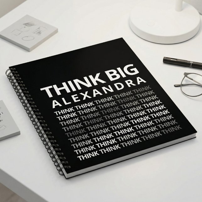 Think Big Typography Mindset Journal Black White  Notizbuch (Von Creator hochgeladen)
