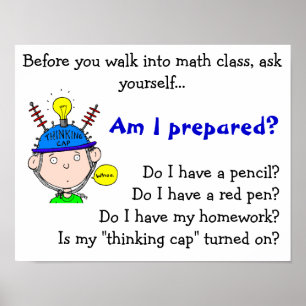 think-cap.gif, Bevor Sie in Mathematik Cla.. Poster
