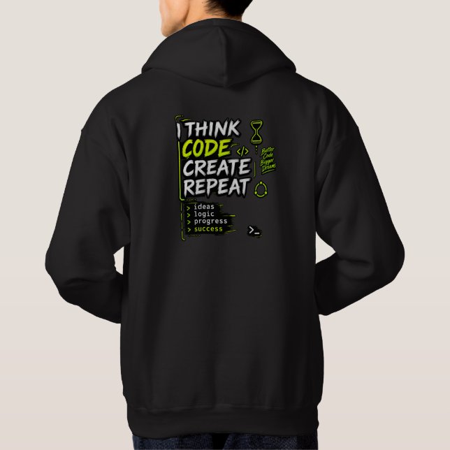 Think Code Create Repeat Hoodie (Rückseite)