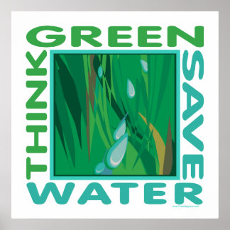 Think Green, Save Water Poster