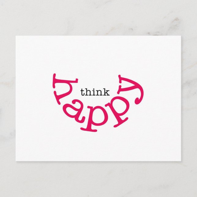 Think Happy (rotes Lächeln) Postkarte (Vorderseite)