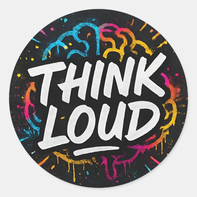Think Loud – Graffiti Brainpower Sticker (Devant)