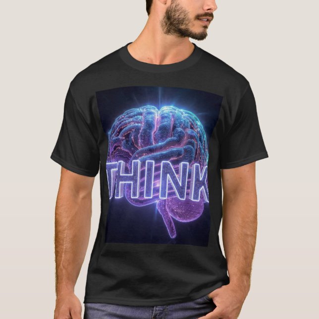 THINK Neon Brain Geschenk - AI Tech Programmierer  T-Shirt (Vorderseite)