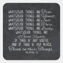 Think on These Things Christian Bible Scripture Quadratischer Aufkleber