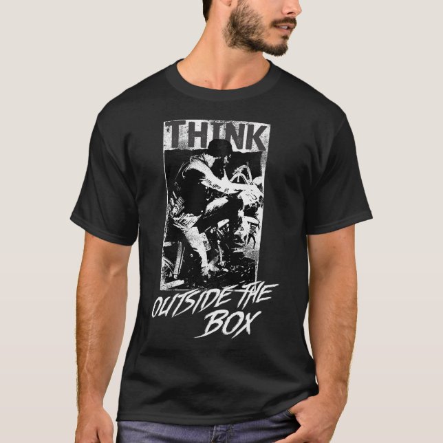 Think Outside The Box Motorcycle Rider Ride T-Shirt (Vorderseite)