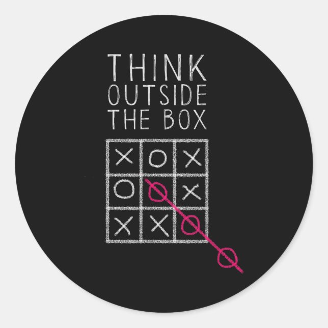 Think Outside The Box _ Tic Tac Toe _ Funny Sy Ner Runder Aufkleber (Vorderseite)
