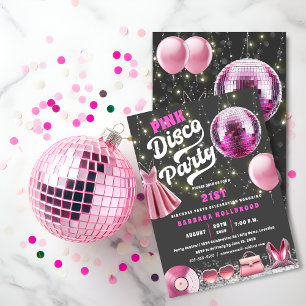 Think Pink Core Disco Party Einladung