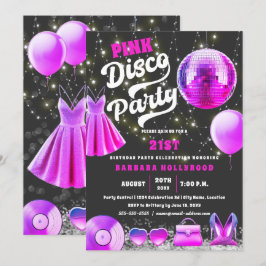 Think Pink Core Disco Party Einladung
