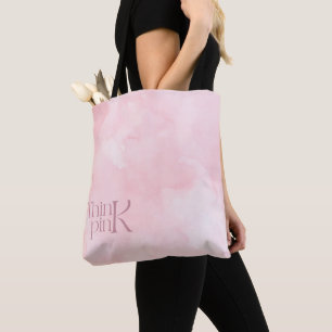 Think Pink Watercolor-Muster-Monogramm Tasche