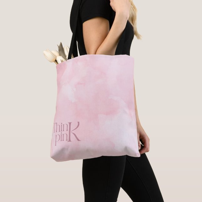 Think Pink Watercolor-Muster-Monogramm  Tasche (Von Nahem)