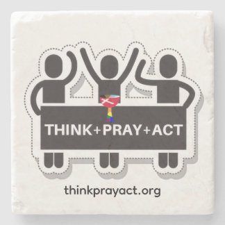 Think+Pray+Act Stone Coaster Steinuntersetzer