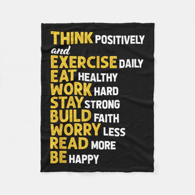 Think Sitively Exercise Daily Gym Workout Motivati Fleecedecke (Vorderseite)