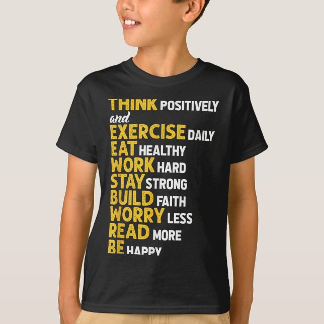 Think Sitively Exercise Daily Gym Workout Motivati T-Shirt (Vorderseite)