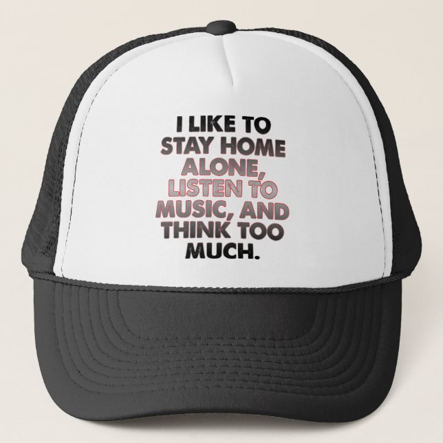 Think Too Much Funny Introvert Ball Cap Hat Truckerkappe (Vorderseite)