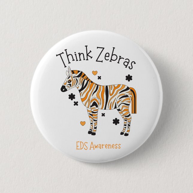 "Think Zebras" Ehlers-Danlos-Syndrom-Button Button (Vorderseite)