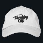 Thinking Cap Funny Humor Bestickte Baseballkappe<br><div class="desc">Thinking Cap Funny embroidered cap from Ricaso - Show off your sense of humor with the “Thinking Cap” text-based design — perfect for anyone whose mind never quite switches off. Simple, bold typography delivers the joke instantly, making it relatable for thinkers, planners, worriers, and anyone who tends to analyze things...</div>