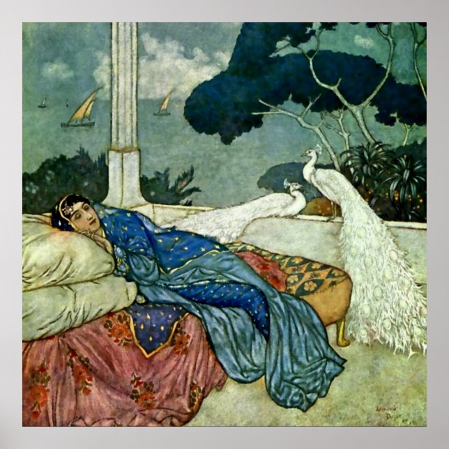 "Thinking of Lady Yang" von Edmund Dulac Poster (Vorne)