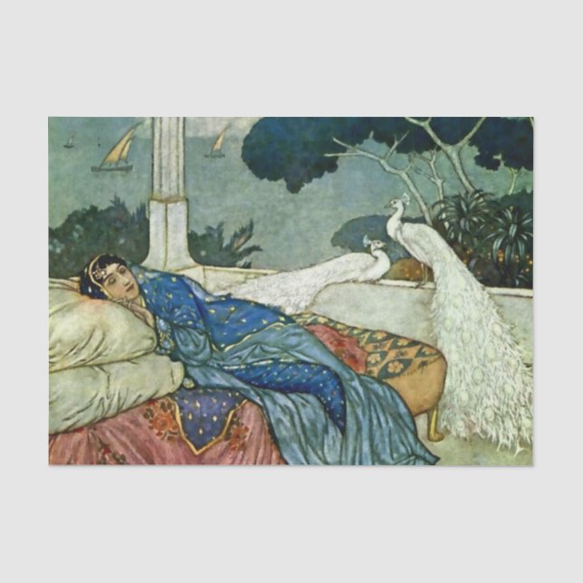 "Thinking of Lady Yang" von Edmund Dulac Seidenpapier (Vorderseite)