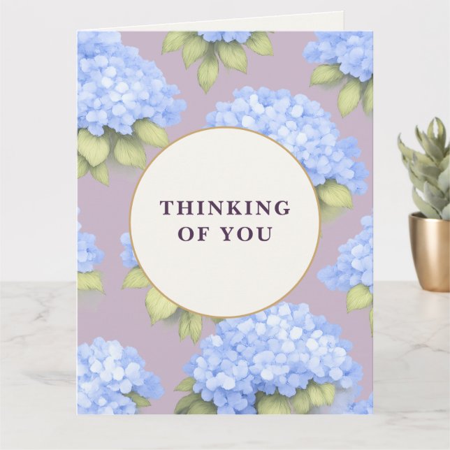 Thinking of You Card | Blue Hydrangea Floral Karte (Kleine Pflanze)