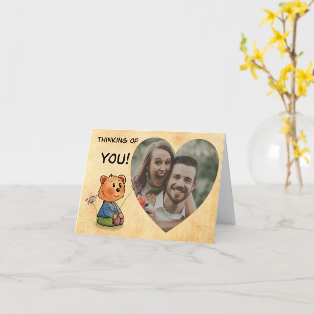 Thinking of you, customize photo! karte (Gelbe Blume)