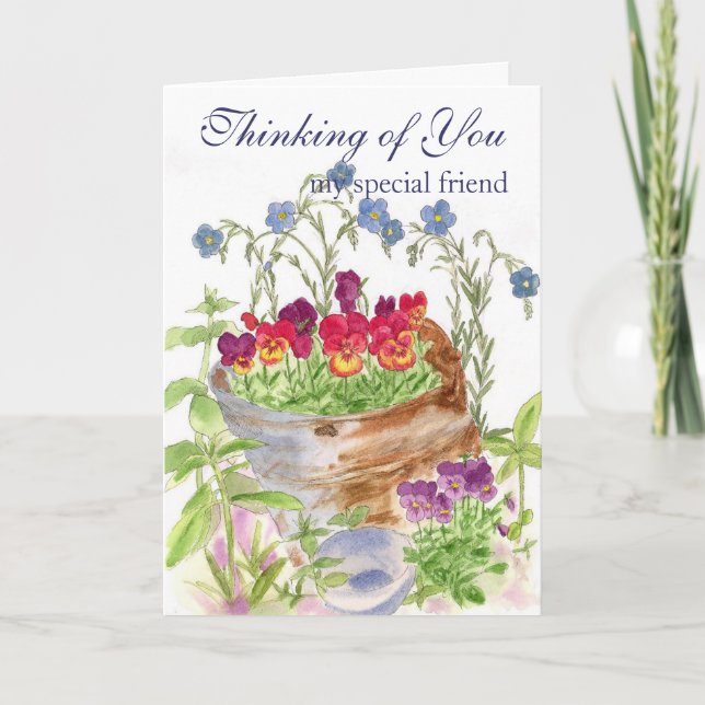Thinking of You Friend Flower Bouquet Karte (Vorderseite)