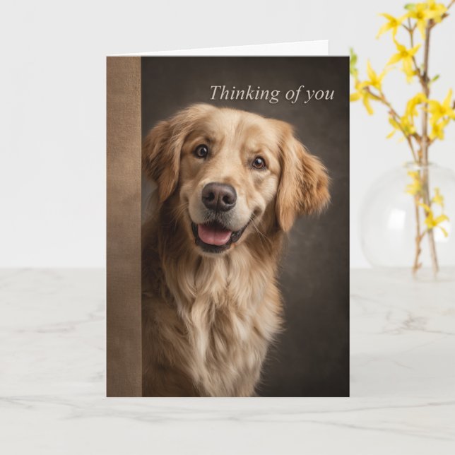 Thinking of You Golden Retriever Karte (Gelbe Blume)
