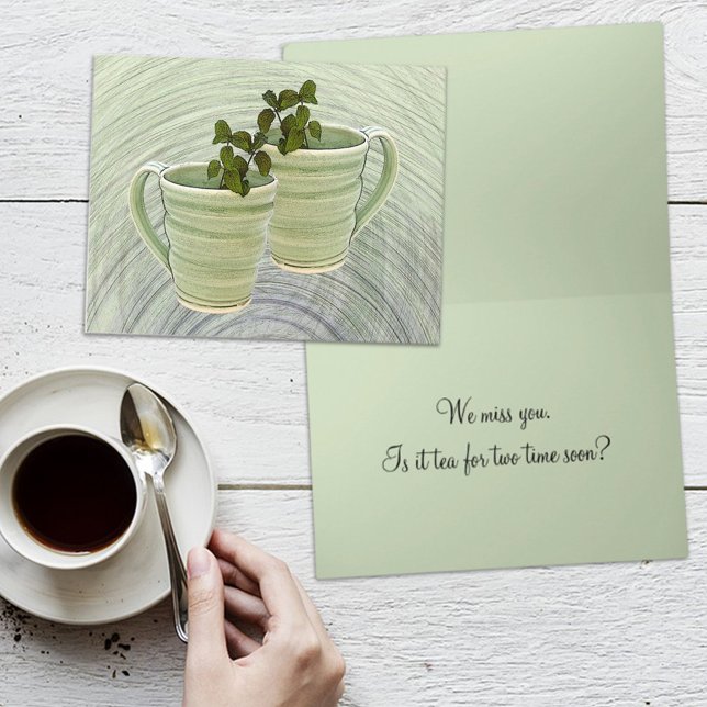 Thinking of You Green Cups Mint Photo Template Karte (Von Creator hochgeladen)
