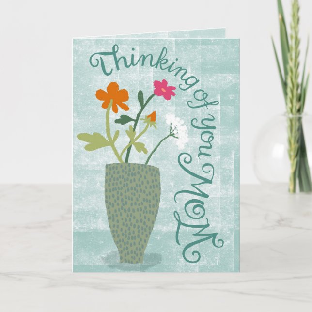 Thinking of You Mom – Bright Floral Abstract Karte (Vorderseite)