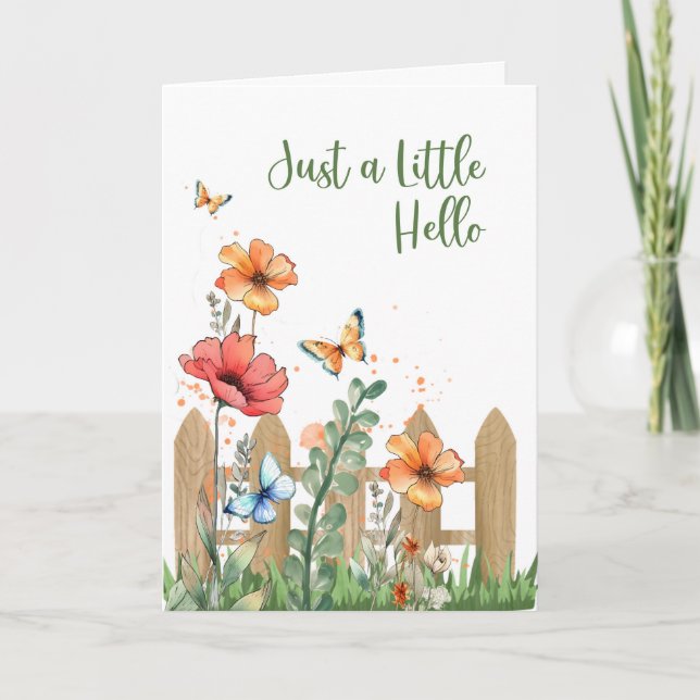 Thinking of You Spring Hello Flowers Butterflies Karte (Vorderseite)