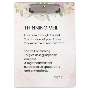 Thinning Veil - Erwachen Gedicht Poster Klemmbrett