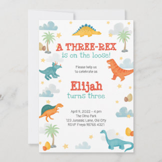 Third Birthday Party Dinosaurs invitation Einladung