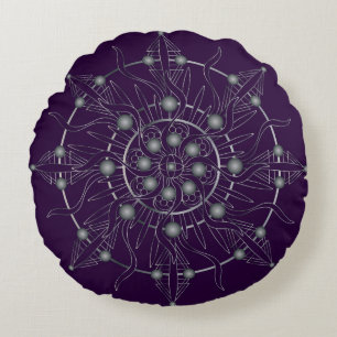 Third Eye Chakra Shadow Mandala Round Pillow Rundes Kissen