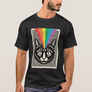 Third Eye Katze Regenbogenstrahlen Trippy Optisch T-Shirt